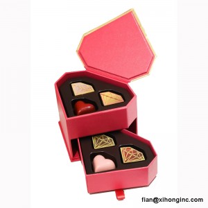 Nieuw design luxe hartvormige op maat gemaakte chocolade kartonnen doos